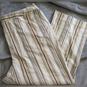 Tan and Brown Relaxed Fit Capri Pants